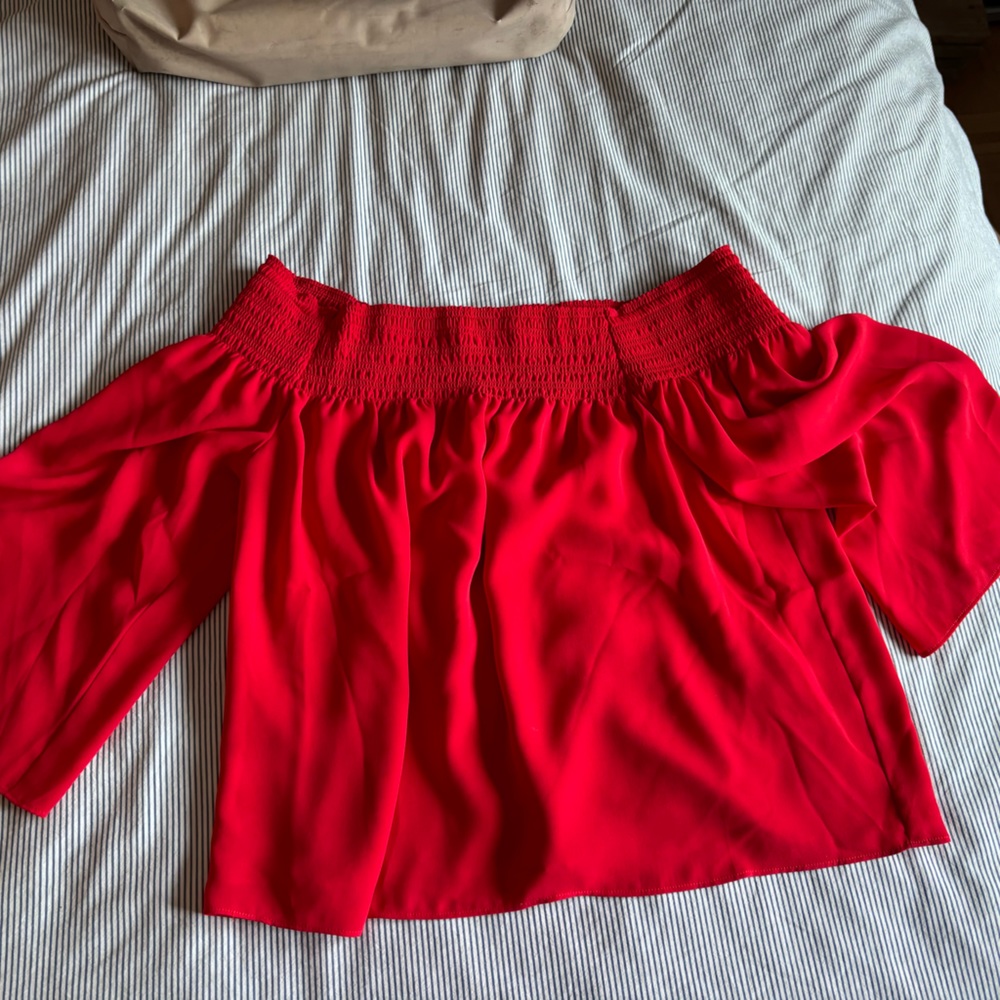 Babaton Red Off the Shoulder Blouse